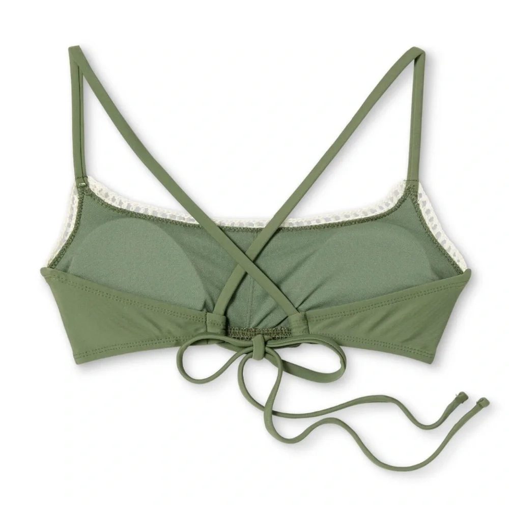 NWT Juniors' Crochet Bralette Bikini Top - Xhilaration Sage‎ Green XS
